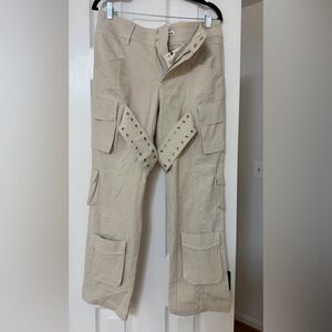 Zara Linen blend Limited edition new with tags Cargo Pants with Studded Straps